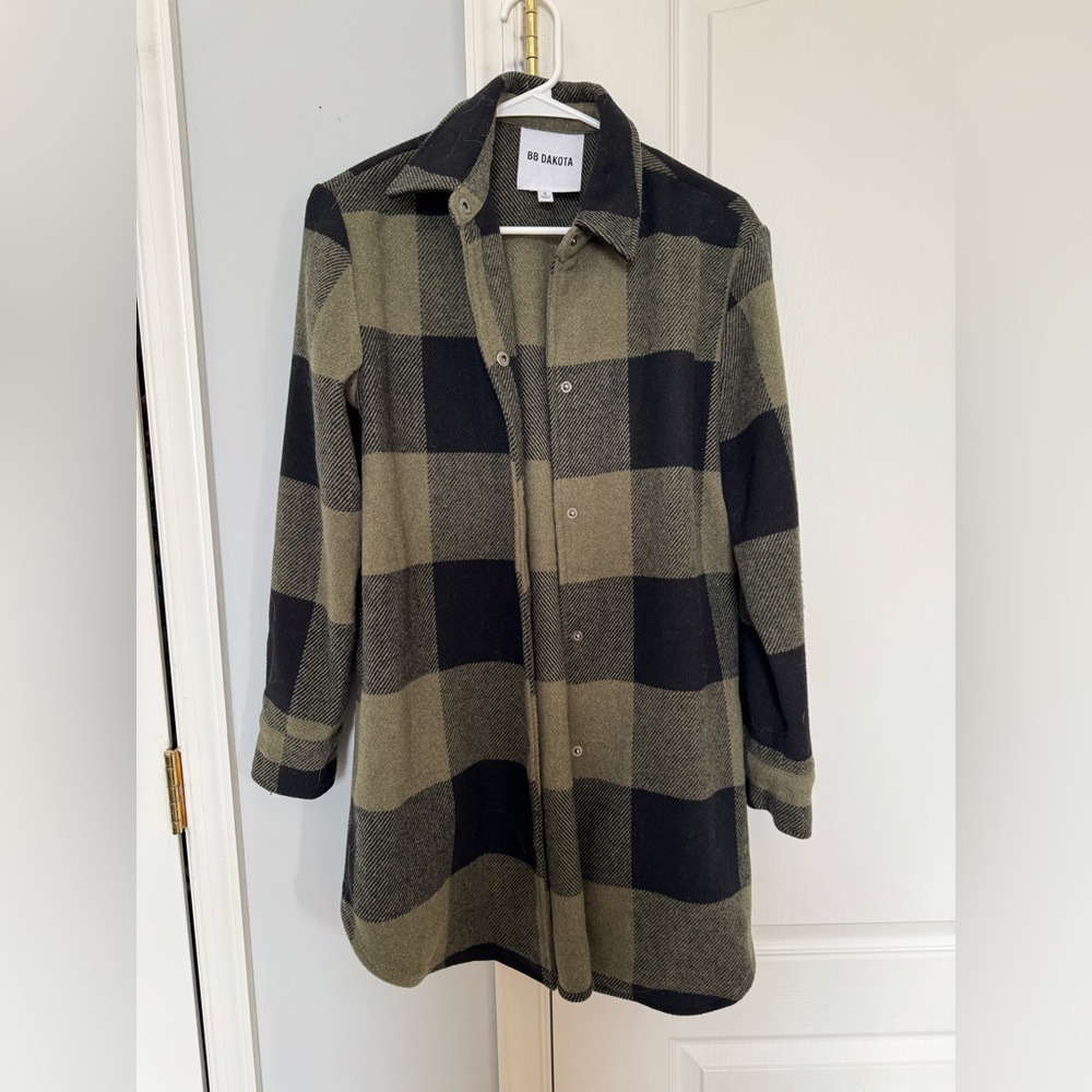 BB Dakota Olive & Black Buffalo Plaid Overshirt